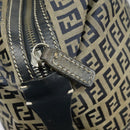FENDI Zucchino Canvas Hand Bag Navy Silver Auth 99666-18
