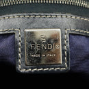 FENDI Zucchino Canvas Hand Bag Navy Silver Auth 99666-19