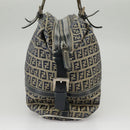 FENDI Zucchino Canvas Hand Bag Navy Silver Auth 99666-4