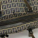 FENDI Zucchino Canvas Hand Bag Navy Silver Auth 99666-7