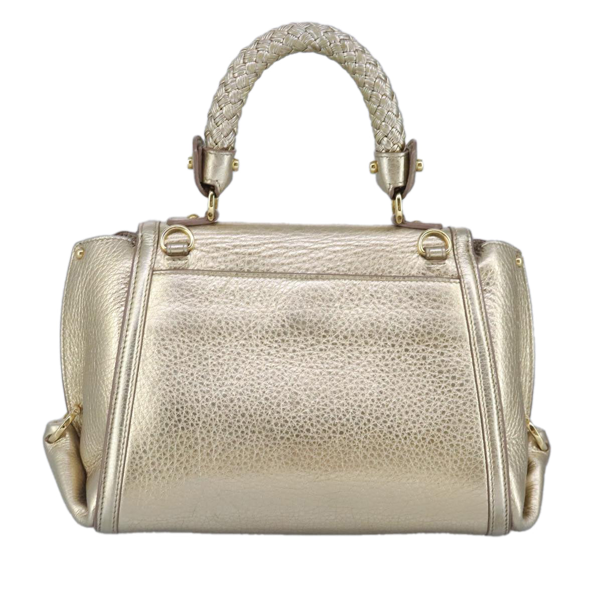 Salvatore Ferragamo Gancini Sofia Hand Bag Leather 2way Gold Auth 99671 - 0