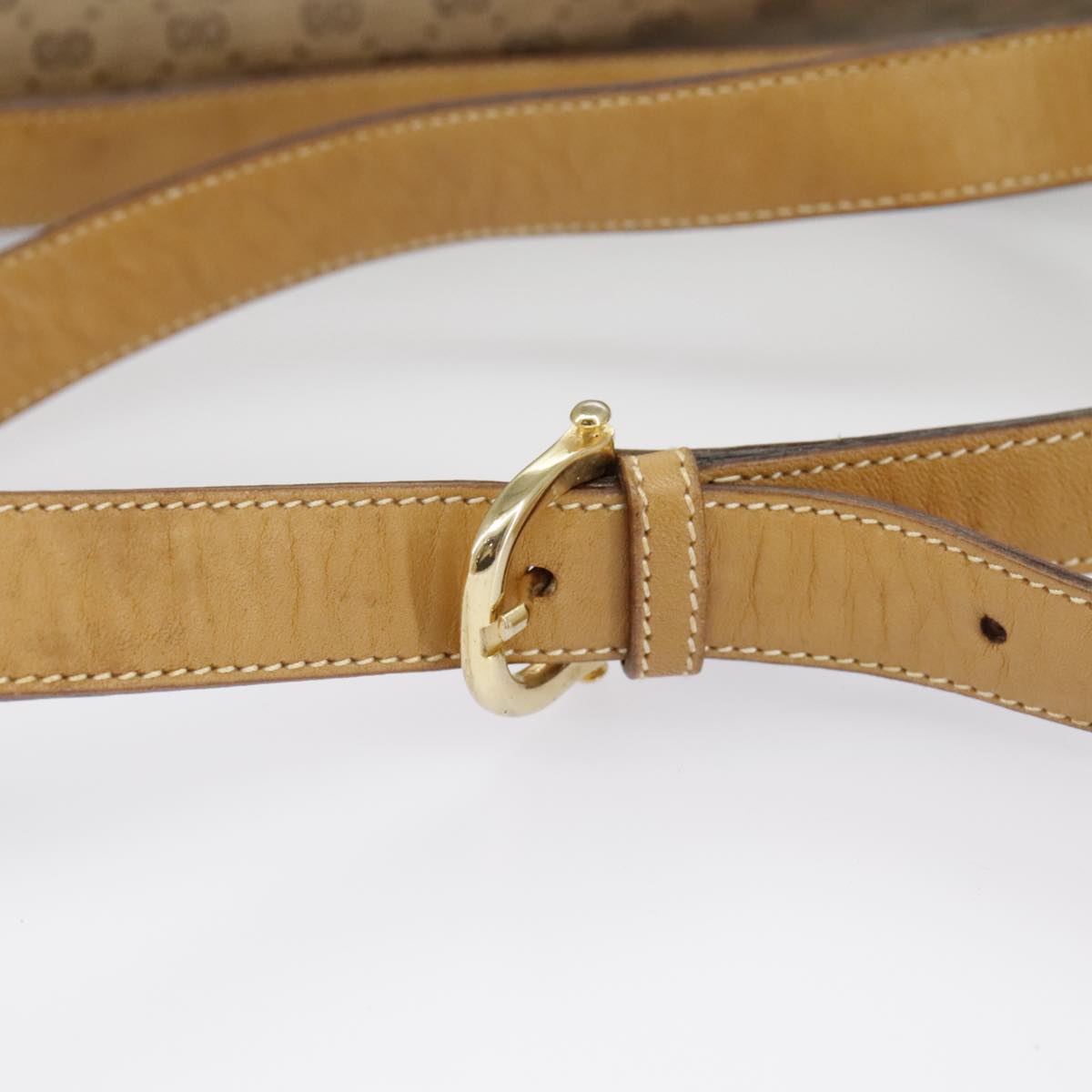 GUCCI Micro GG Supreme Shoulder Bag PVC Beige Gold Auth 99672