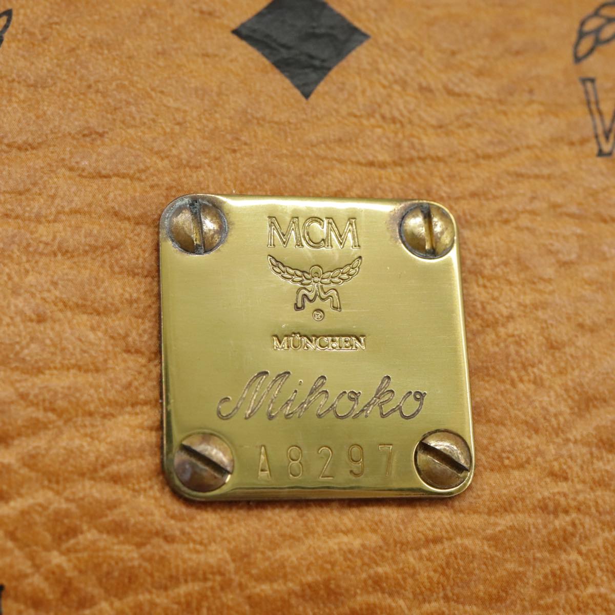 MCM Vicetos Logogram Hand Bag PVC Leather 2way Brown Gold Auth 99674