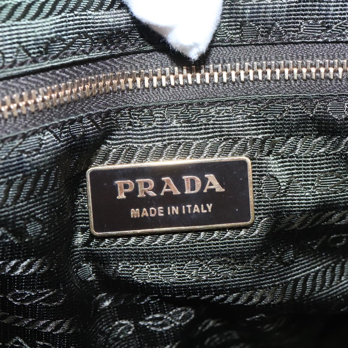 PRADA Hand Bag Nylon Beige Gold Auth 99677