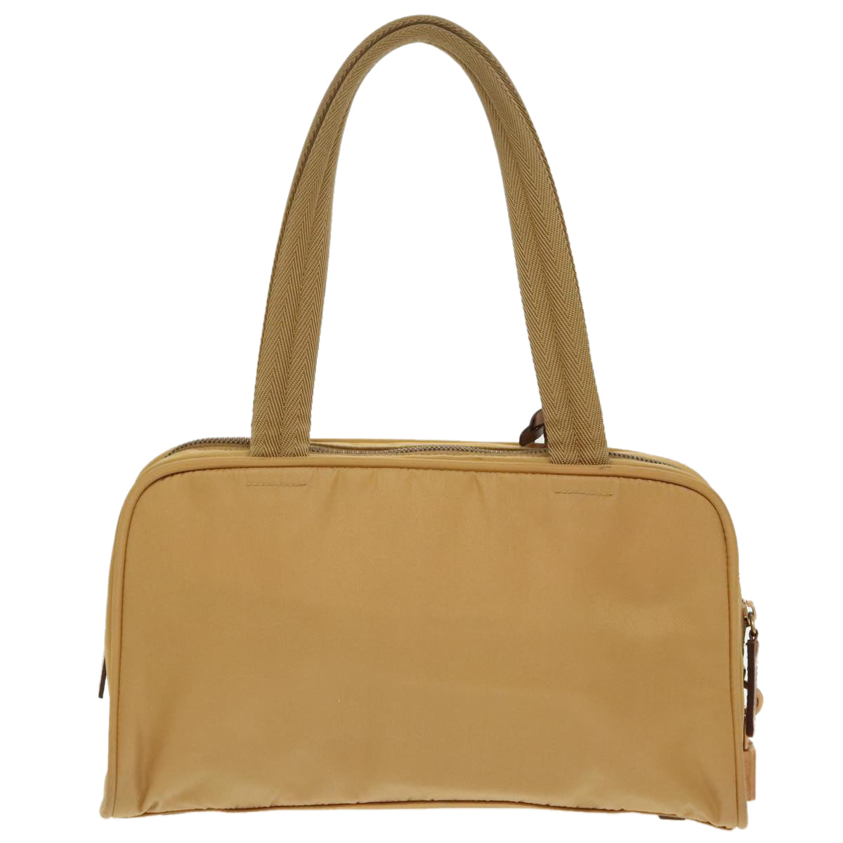 PRADA Hand Bag Nylon Beige Gold Auth 99677 - 0