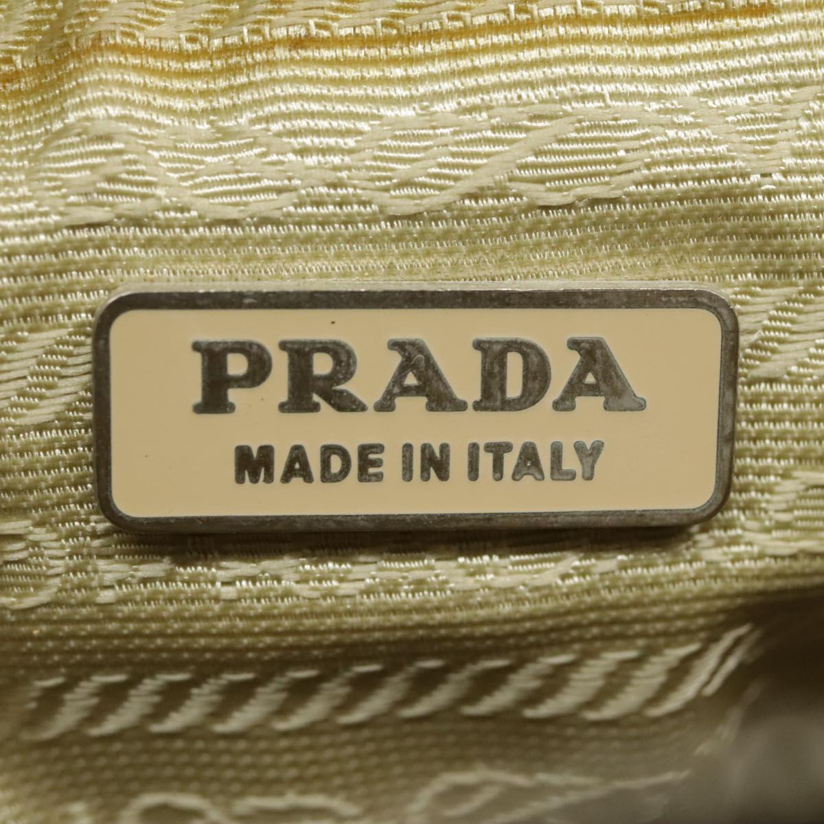 PRADA Hand Bag Nylon Beige Silver Auth 99678