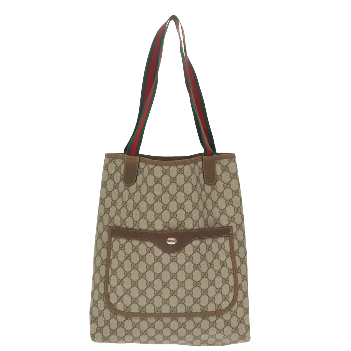 GUCCI GG Supreme Web Sherry Line Tote Bag PVC Beige Red 39 02 003 Auth 99689 - 0