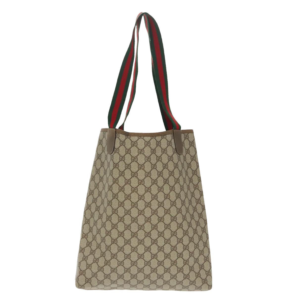 GUCCI GG Supreme Web Sherry Line Tote Bag PVC Beige Red 39 02 003 Auth 99689