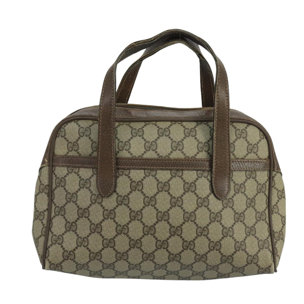 GUCCI GG Supreme Web Sherry Line Hand Bag PVC Beige Green Red Auth 99695 - 0