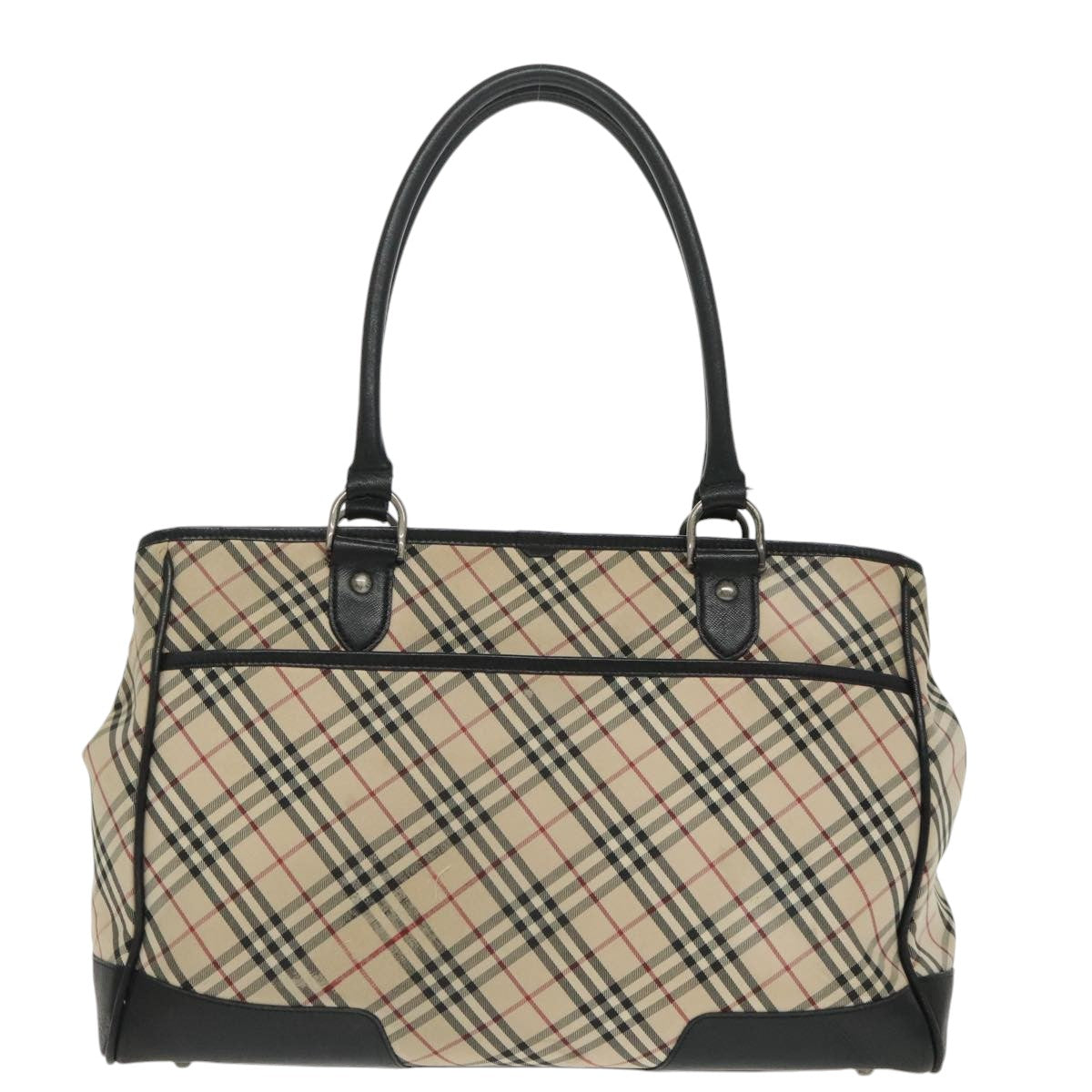 BURBERRY Nova Check Tote Bag Canvas Beige Black Auth 99700 - 0