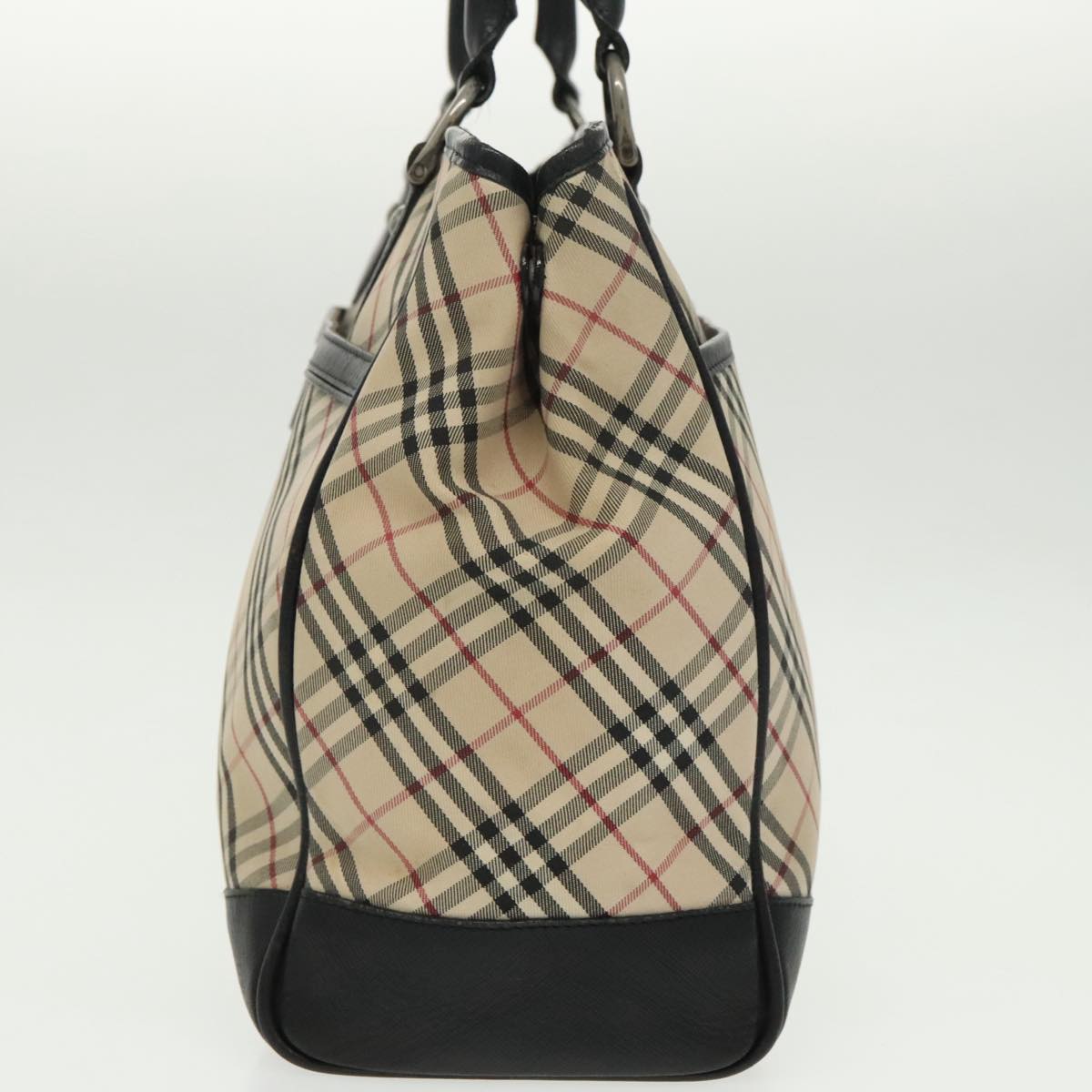 BURBERRY Nova Check Tote Bag Canvas Beige Black Auth 99700