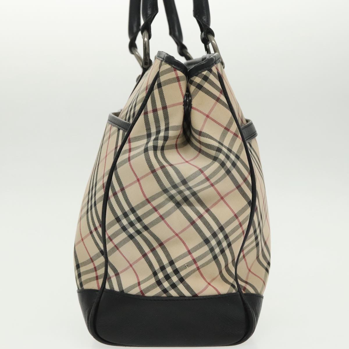 BURBERRY Nova Check Tote Bag Canvas Beige Black Auth 99700