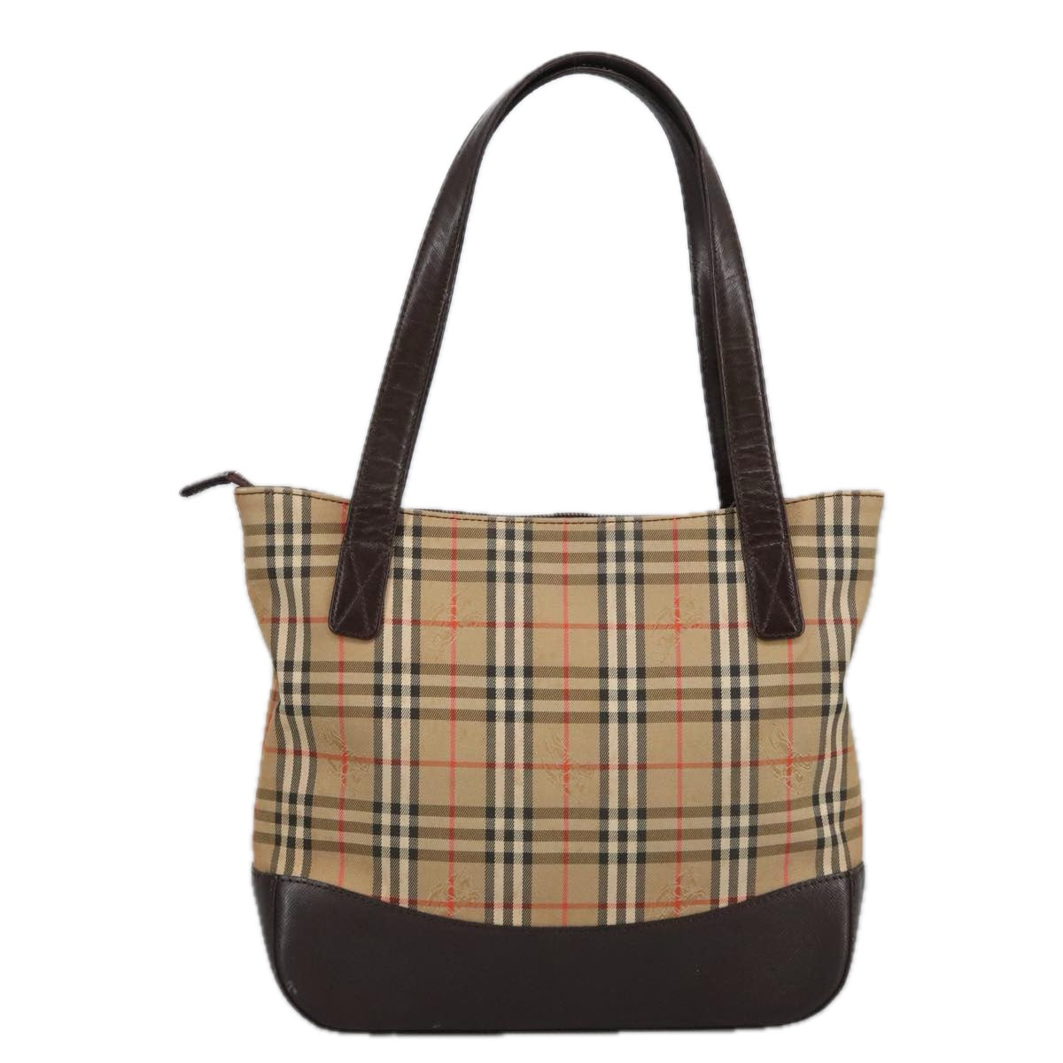 BURBERRY Nova Check Tote Bag Canvas Beige Gold Auth 99701 - 0