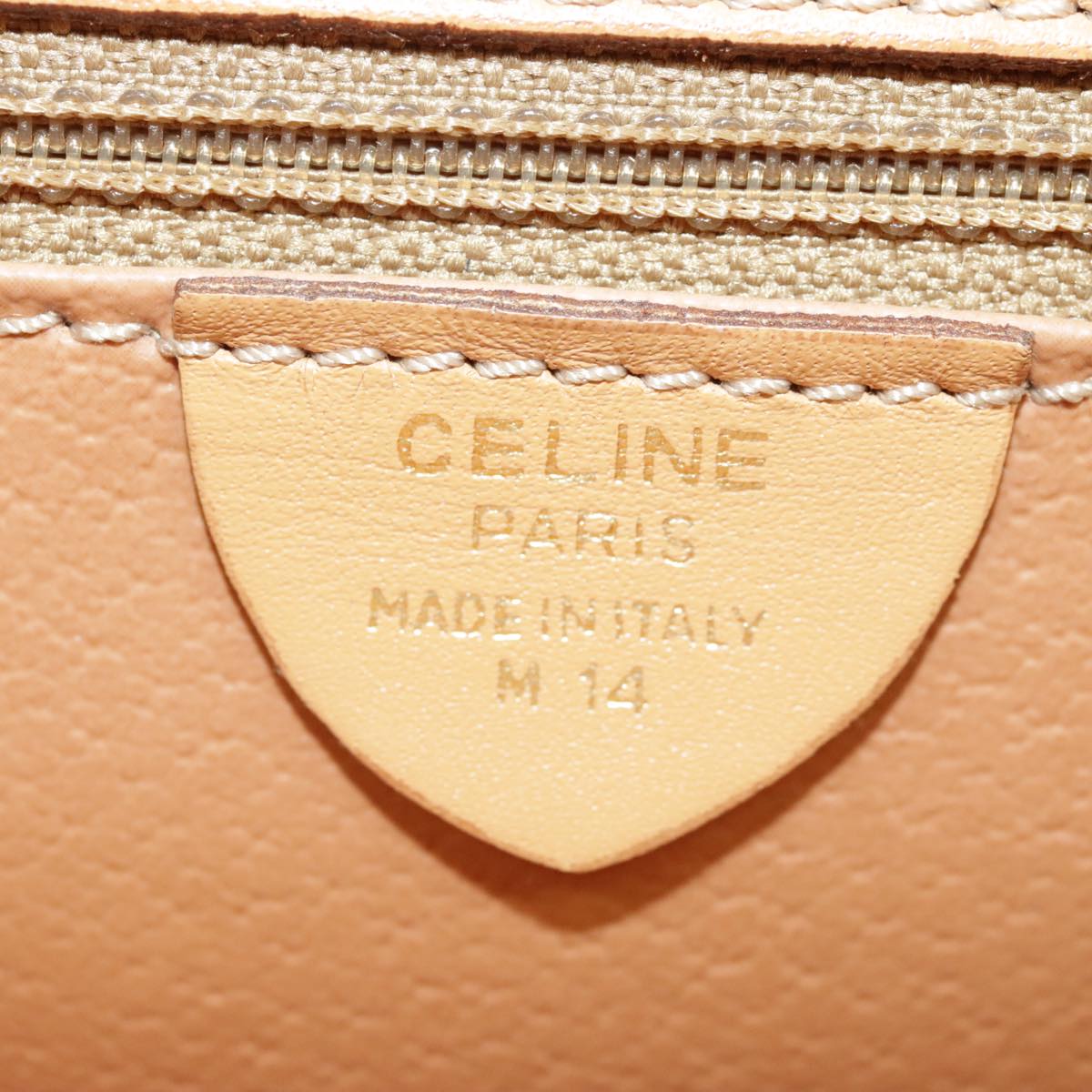 CELINE Macadam Canvas Hand Bag Beige Gold Auth 99709