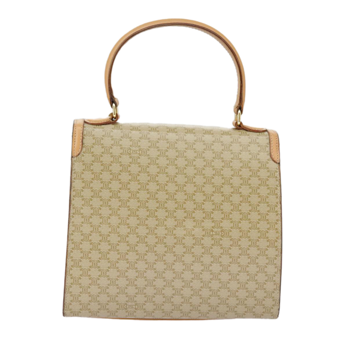 CELINE Macadam Canvas Hand Bag Beige Gold Auth 99709 - 0