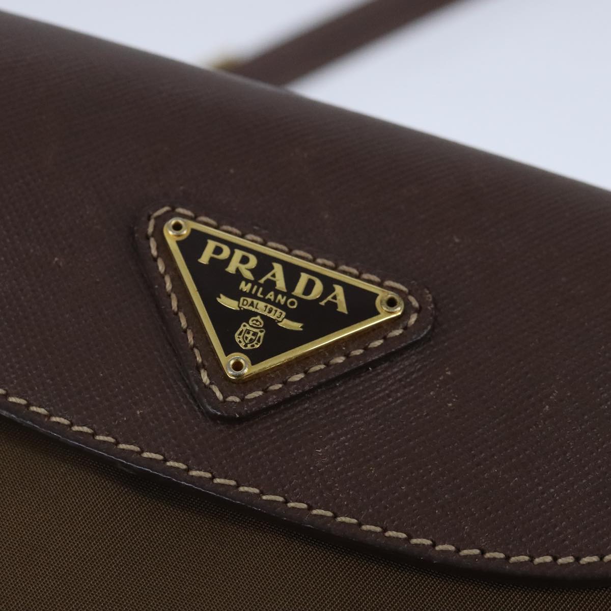 PRADA Shoulder Bag Nylon Brown Auth 99711