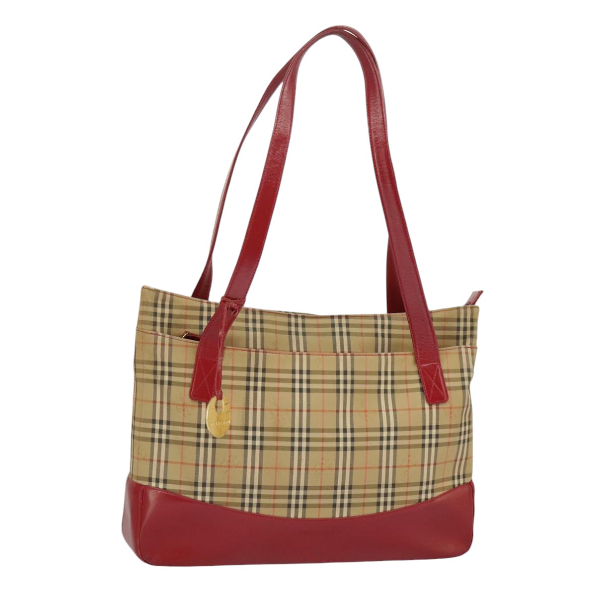 BURBERRY Nova Check Tote Bag Canvas Beige Auth 99727