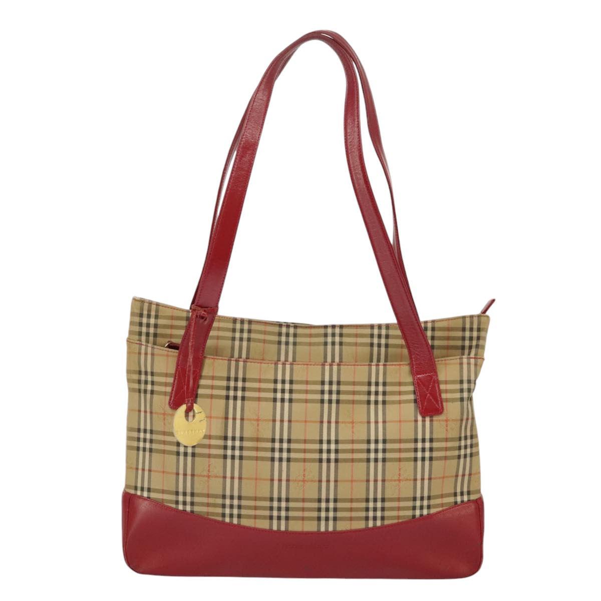 BURBERRY Nova Check Tote Bag Canvas Beige Auth 99727 - 0