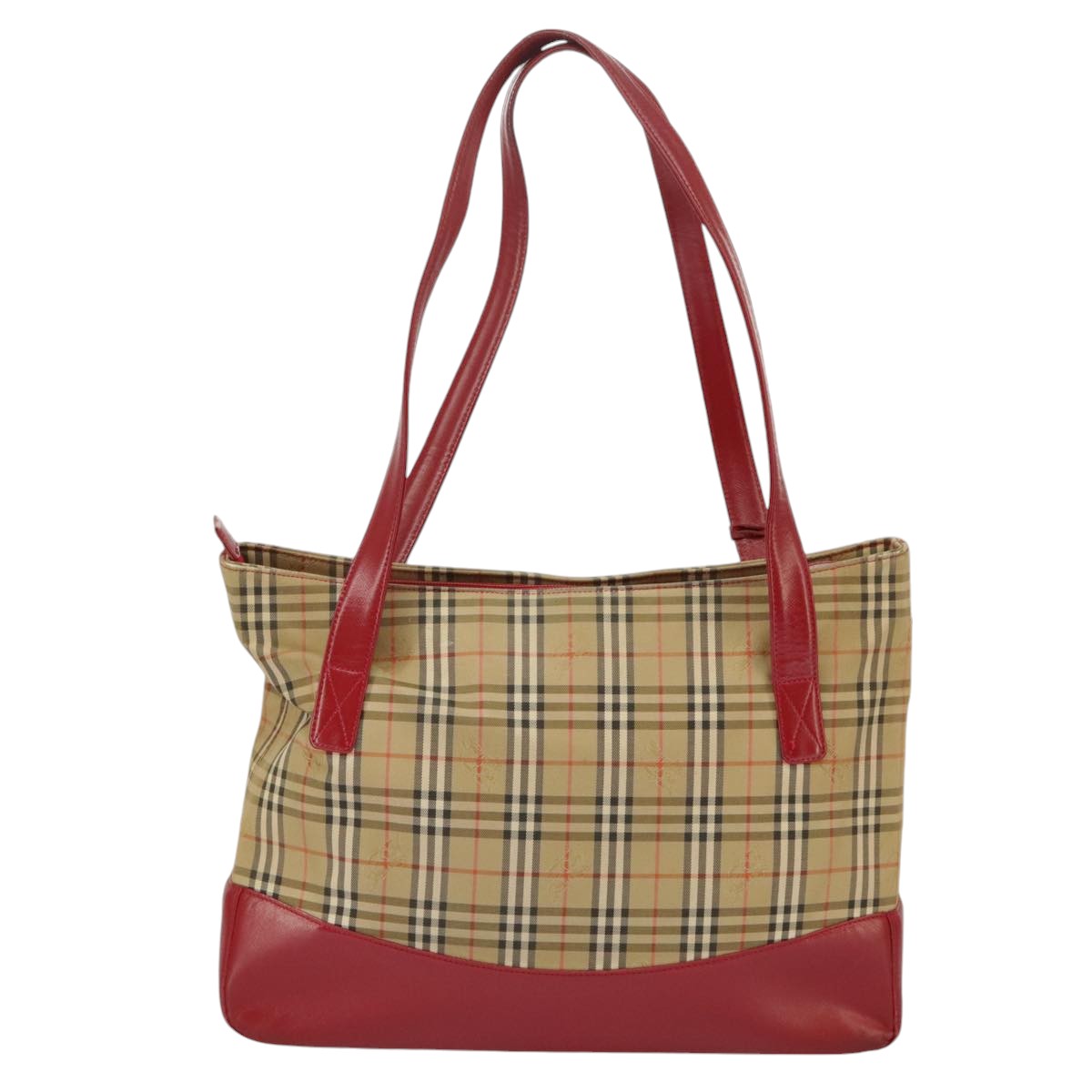 BURBERRY Nova Check Tote Bag Canvas Beige Auth 99727