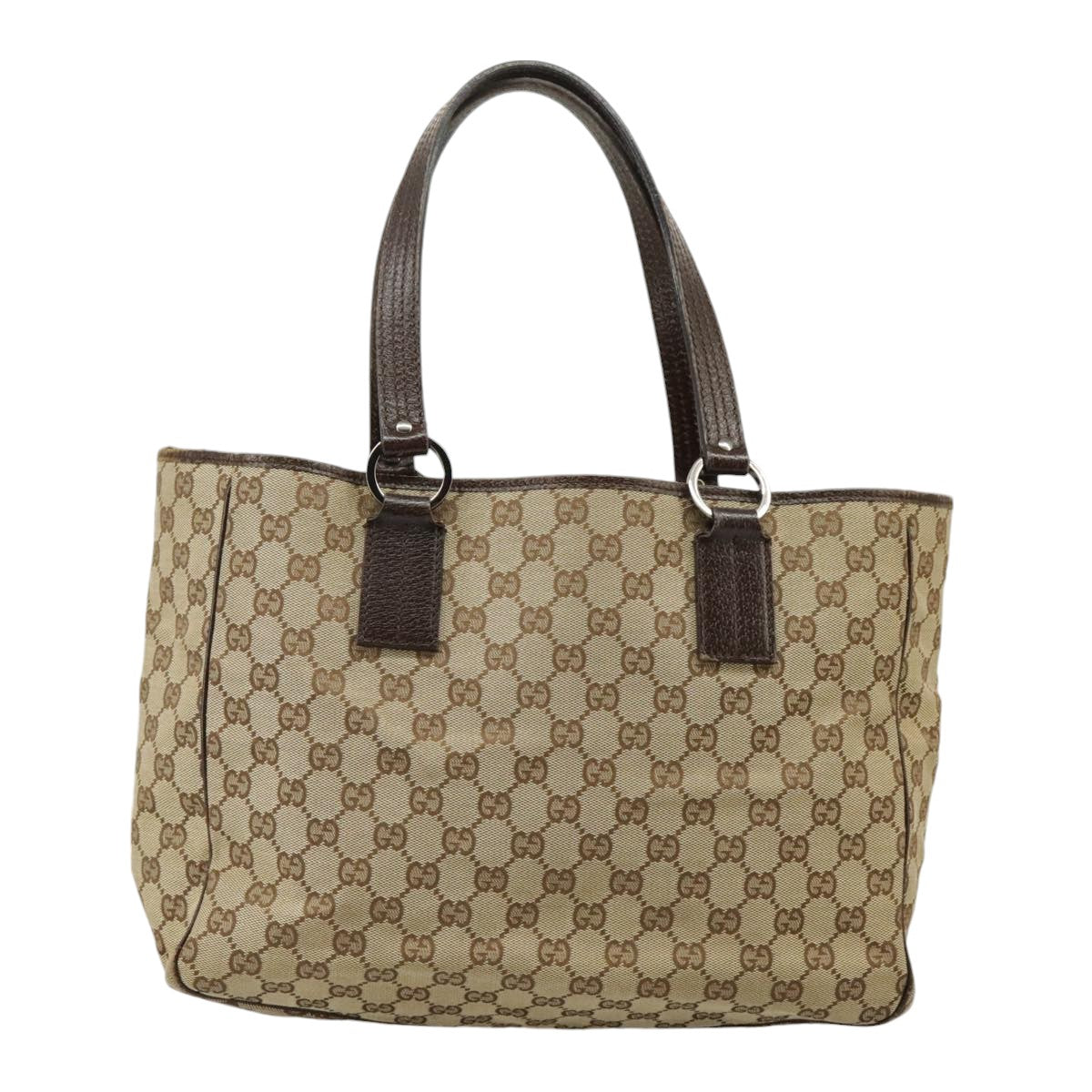 GUCCI GG Canvas Tote Bag Beige Silver 113017 Auth 99729 - 0