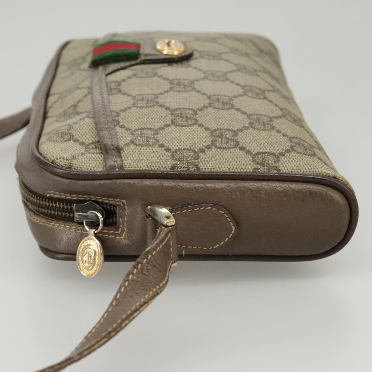 GUCCI GG Supreme Web Sherry Line Shoulder Bag PVC Beige 001 58 6594 Auth 99731