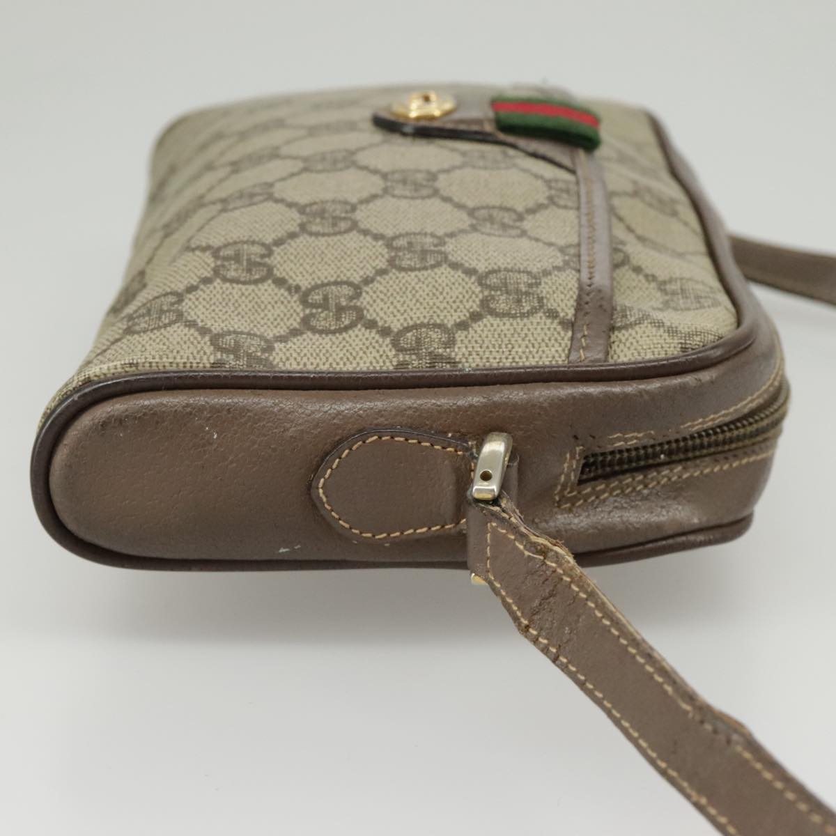 GUCCI GG Supreme Web Sherry Line Shoulder Bag PVC Beige 001 58 6594 Auth 99731