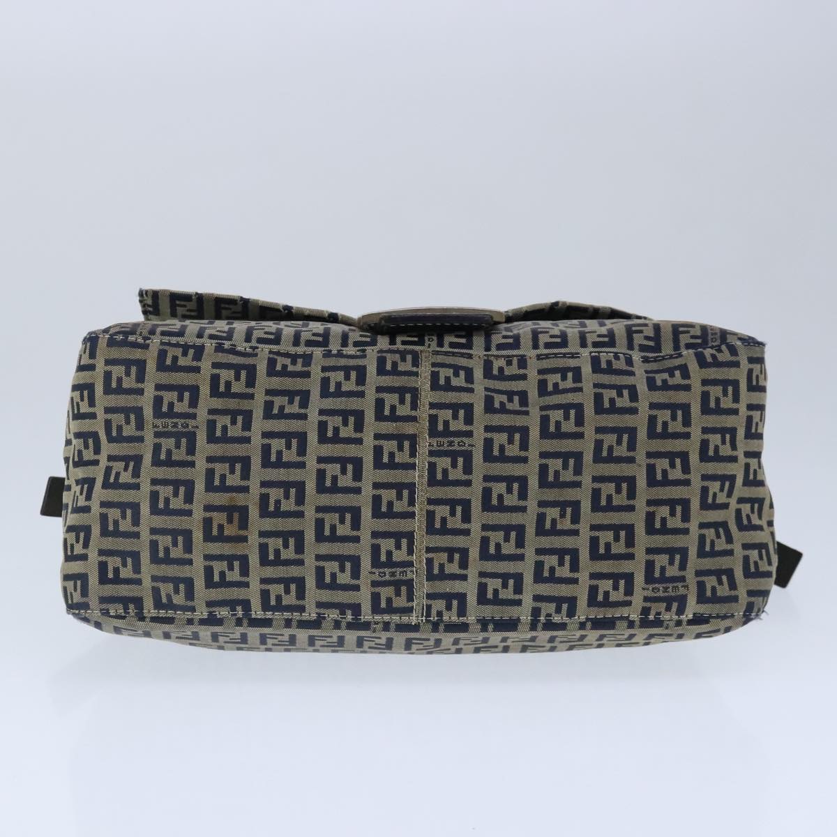 FENDI Zucchino Canvas Shoulder Bag Navy Auth 99738