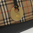 BURBERRY Nova Check Hand Bag Canvas Beige Black Auth 99751-10