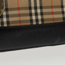 BURBERRY Nova Check Hand Bag Canvas Beige Black Auth 99751-17