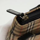 BURBERRY Nova Check Hand Bag Canvas Beige Black Auth 99751-18