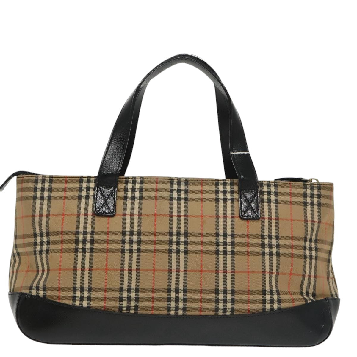 BURBERRY Nova Check Hand Bag Canvas Beige Black Auth 99751 - 0