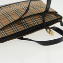 BURBERRY Nova Check Hand Bag Canvas Beige Black Auth 99751-6