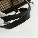 BURBERRY Nova Check Hand Bag Canvas Beige Black Auth 99751-7