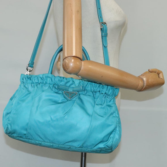 PRADA Hand Bag Nylon 2way Blue Auth 99765
