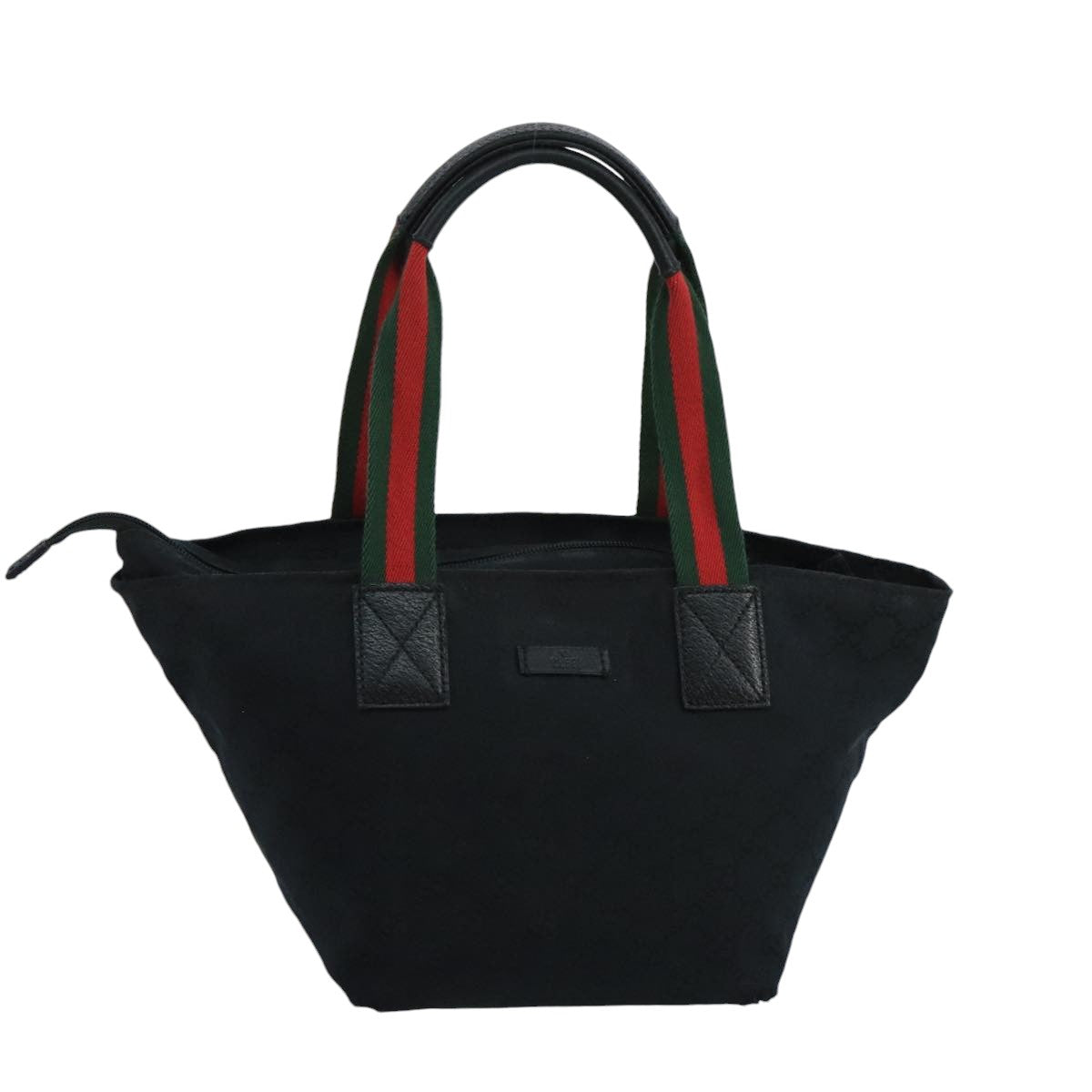 GUCCI GG Canvas Web Sherry Line Hand Bag Black Green Red Auth 99796