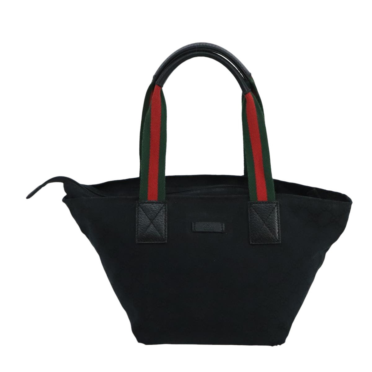 GUCCI GG Canvas Web Sherry Line Hand Bag Black Green Red Auth 99796