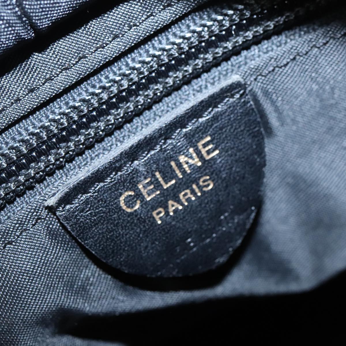 CELINE Hand Bag Nylon Black Gold Auth 99798