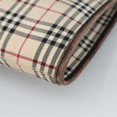 BURBERRY Nova Check Shoulder Bag Canvas Beige Silver Auth 99800-9