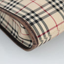 BURBERRY Nova Check Shoulder Bag Canvas Beige Silver Auth 99800-14