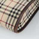 BURBERRY Nova Check Shoulder Bag Canvas Beige Silver Auth 99800-15