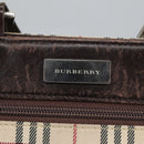 BURBERRY Nova Check Shoulder Bag Canvas Beige Silver Auth 99800-10
