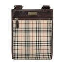 BURBERRY Nova Check Shoulder Bag Canvas Beige Silver Auth 99800-13