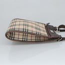 BURBERRY Nova Check Shoulder Bag Canvas Beige Silver Auth 99800-3