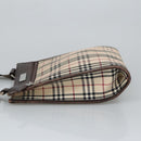 BURBERRY Nova Check Shoulder Bag Canvas Beige Silver Auth 99800-4