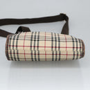 BURBERRY Nova Check Shoulder Bag Canvas Beige Silver Auth 99800-5