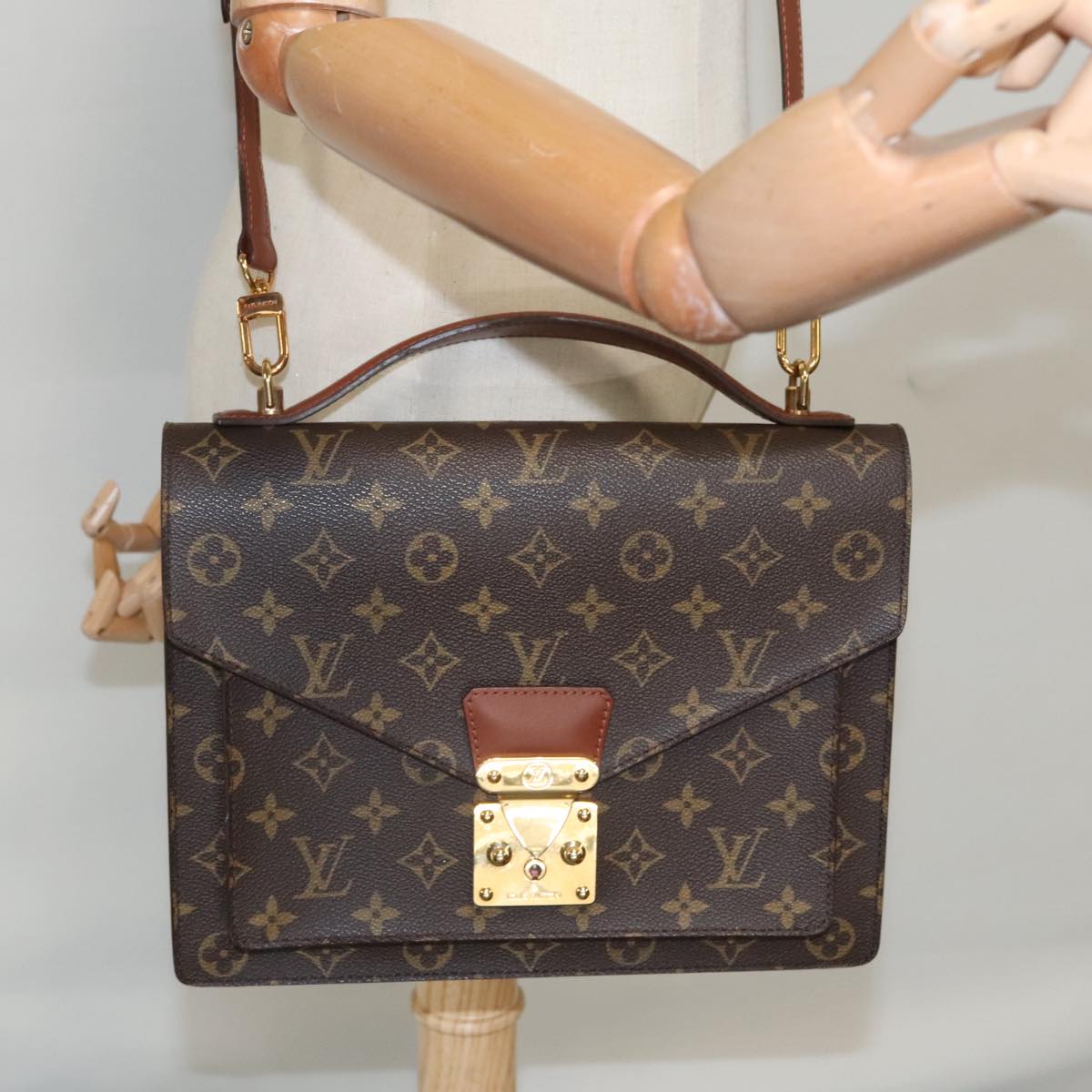 LOUIS VUITTON Monogram Monceau 28 Hand Bag 2way M51185 LV Auth 99802