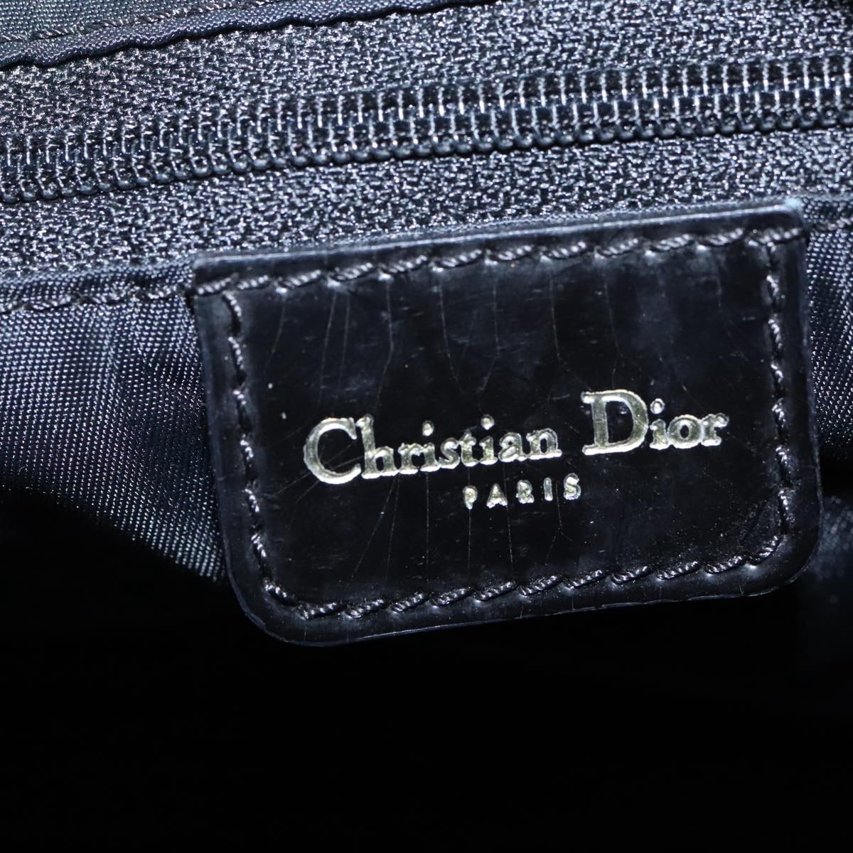 Christian Dior Trotter Canvas Hand Bag PVC Leather Black Auth 99814