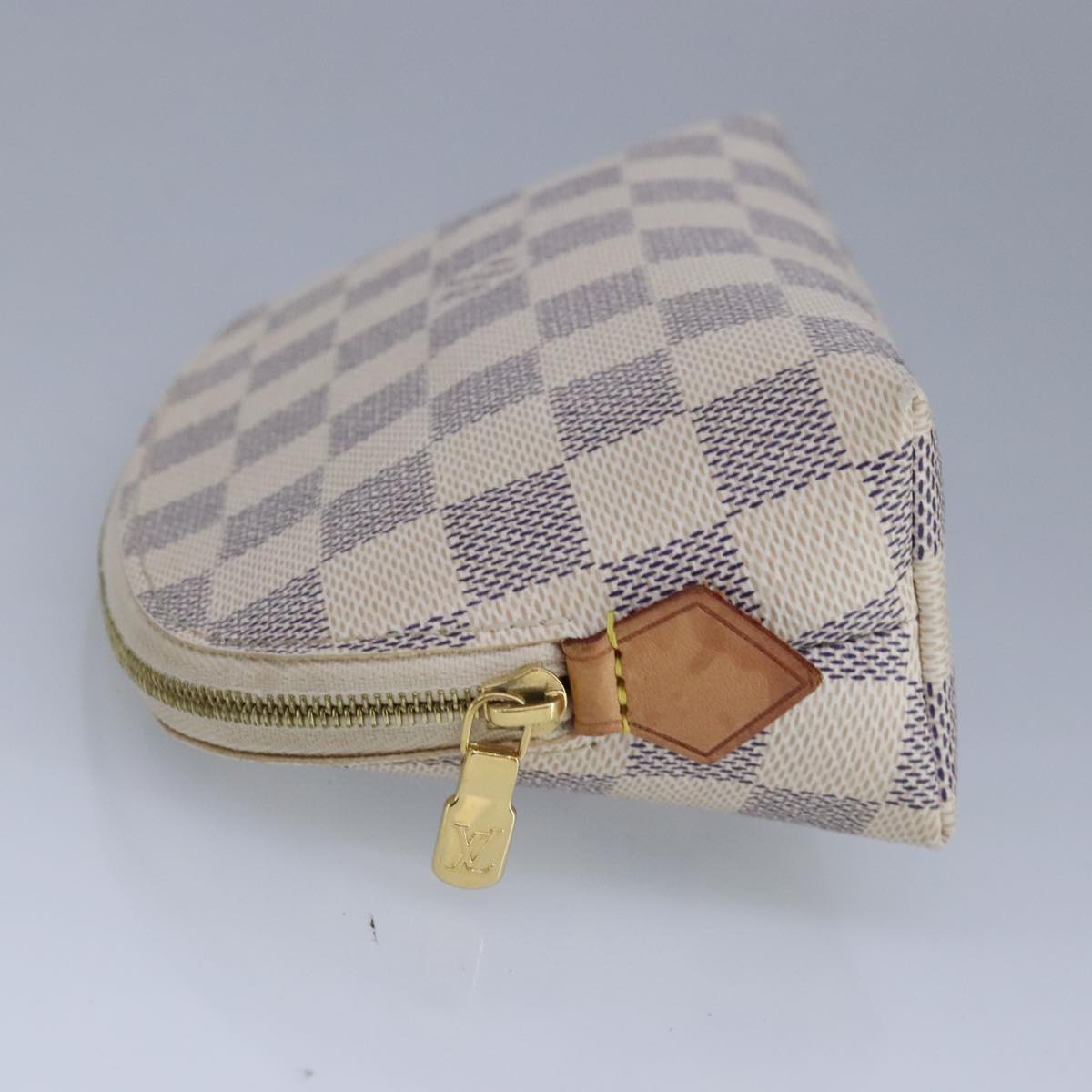 LOUIS VUITTON Damier Azur Pochette Cosmetic PM Pouch N60024 LV Auth 99829