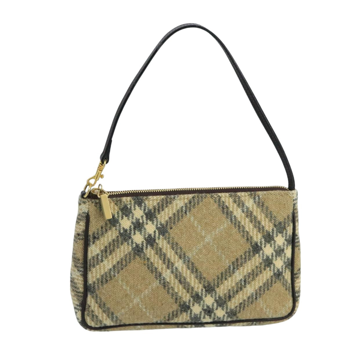 BURBERRY Nova Check Accessory Pouch Canvas Beige Auth 99834