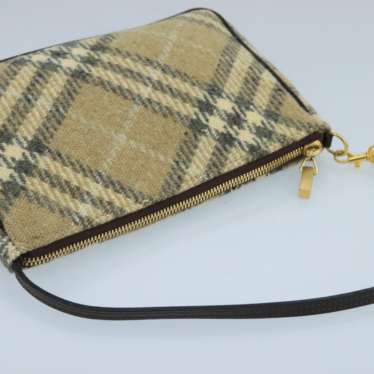 BURBERRY Nova Check Accessory Pouch Canvas Beige Auth 99834